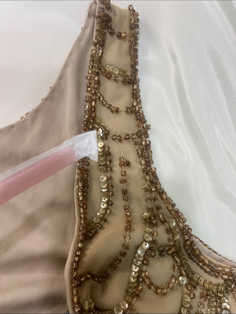Pisarro Nights Gold Beaded Scallop-Pattern Mini Dress - Picture 17 of 17